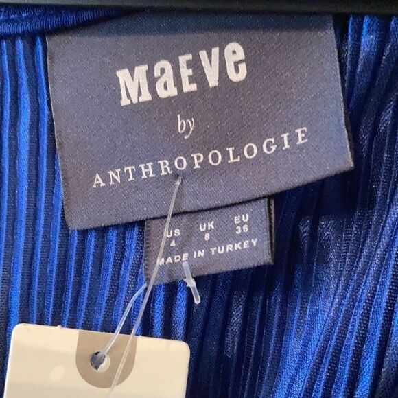 Anthropologie Maeve Sonata Jumpsuit Wide Leg Cropped Pleated Blue Size 4 NWT - Picture 10 of 16